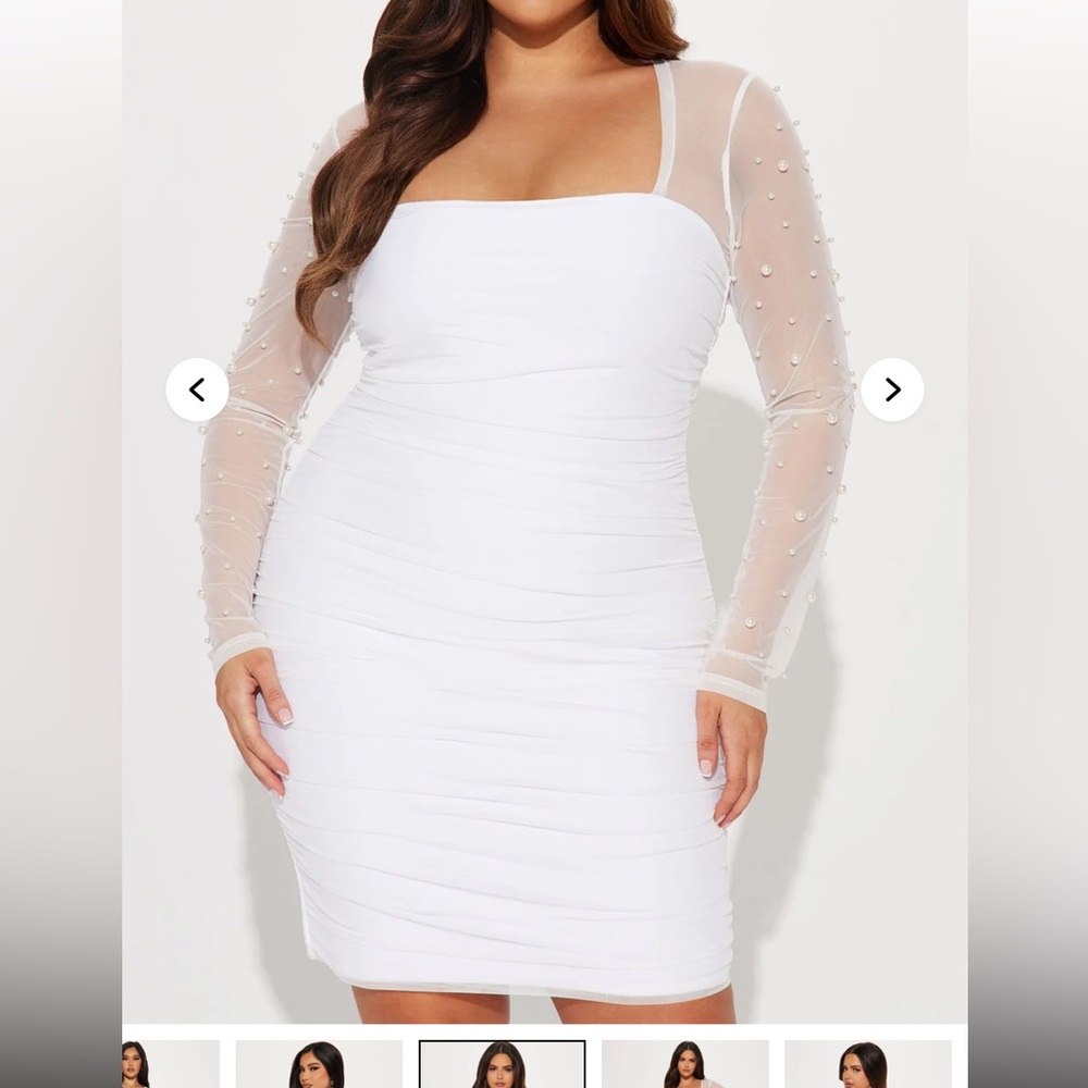 Fashionova curve white pearl dress 1x-2x - Picture 2 of 6